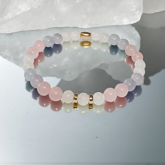 SanaBelle® Anxiety Healing Bracelet – 6mm Natural Gemstones with Gold Accents