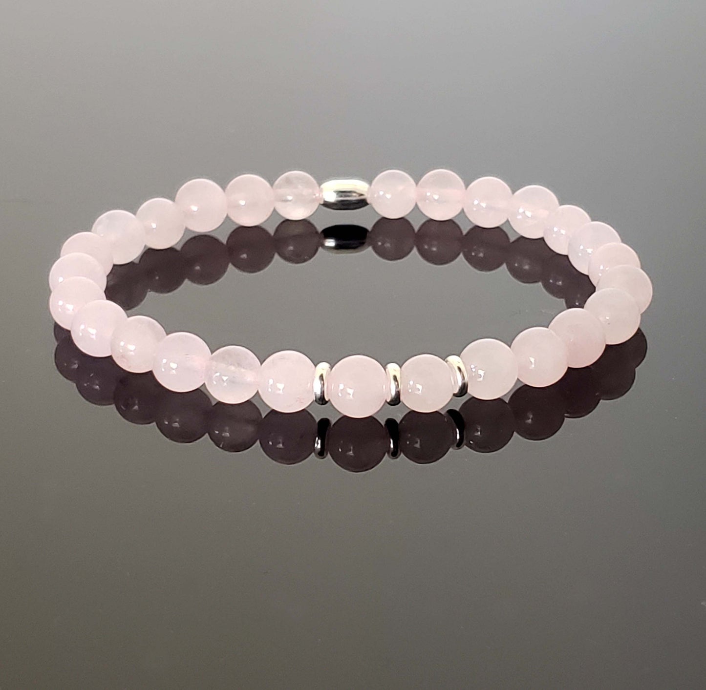 SanaBelle® Rose Quartz Healing Bracelet – 6mm Natural Gemstones with Gold Accents