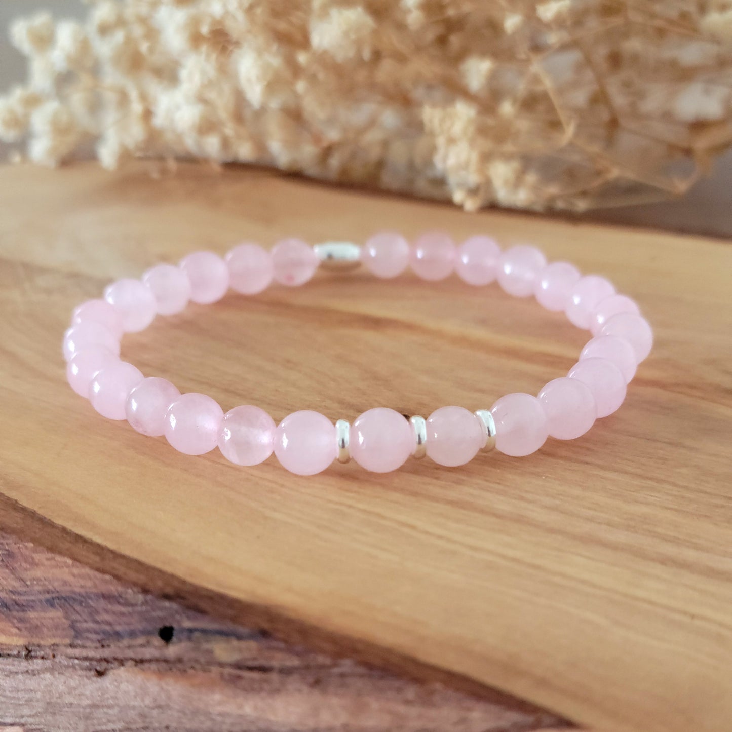 Rose Quartz Stretch Beaded Bracelet – Natural Healing Crystal, Love & Calm Energy Jewellery