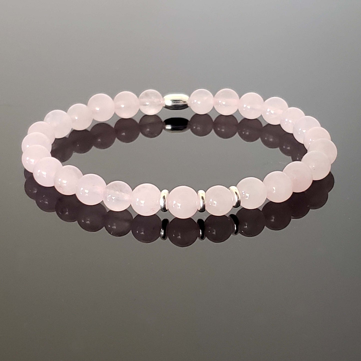 Rose Quartz Stretch Beaded Bracelet – Natural Healing Crystal, Love & Calm Energy Jewellery