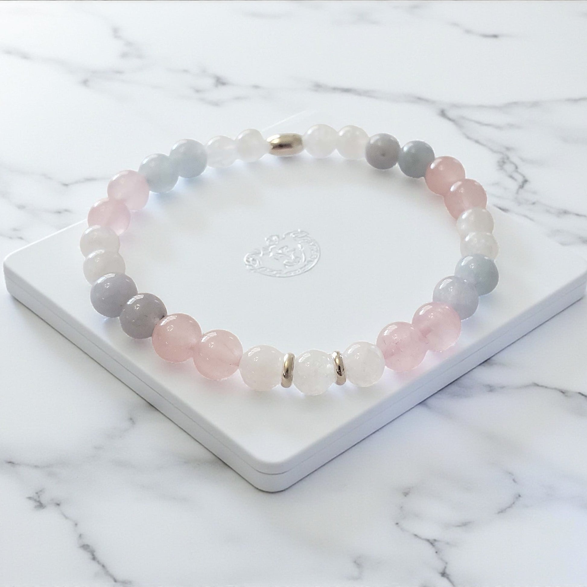SanaBelle® Anxiety Healing Bracelet – 6mm Natural Gemstones with Silver Accents