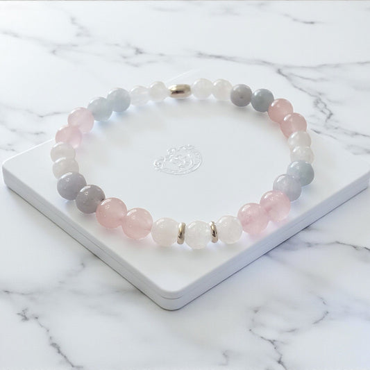 SanaBelle® Anxiety Healing Bracelet – 6mm Natural Gemstones with Silver Accents