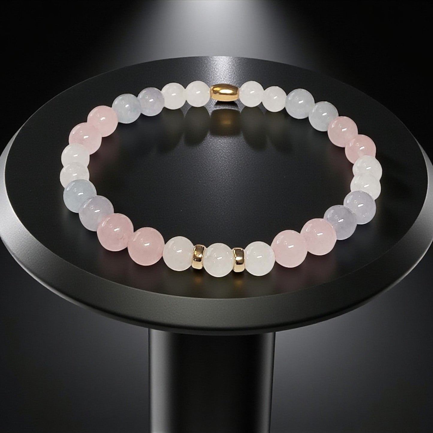 SanaBelle® Anxiety Healing Bracelet – 6mm Natural Gemstones with Gold Accents