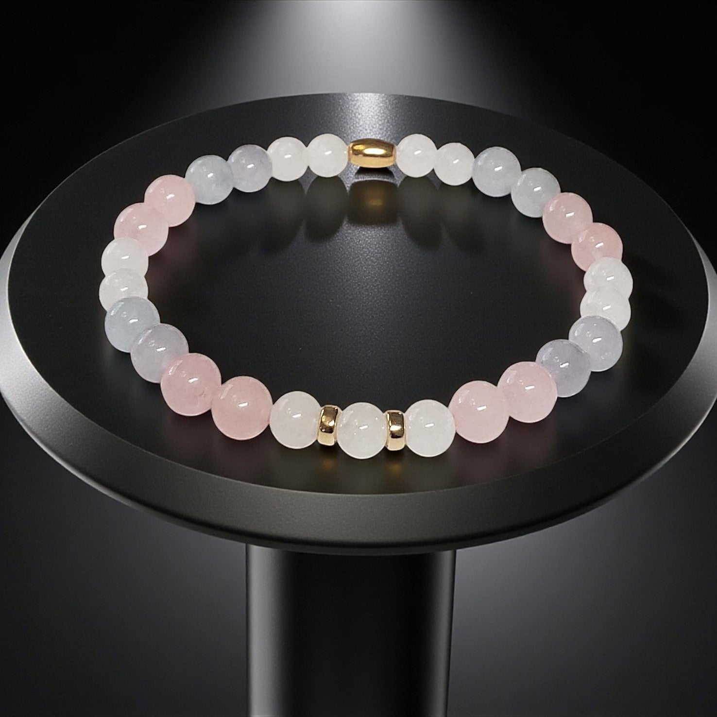 SanaBelle® Anxiety Healing Bracelet – 6mm Natural Gemstones with Gold Accents