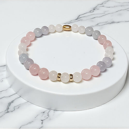 SanaBelle® Anxiety Healing Bracelet – 6mm Natural Gemstones with Gold Accents