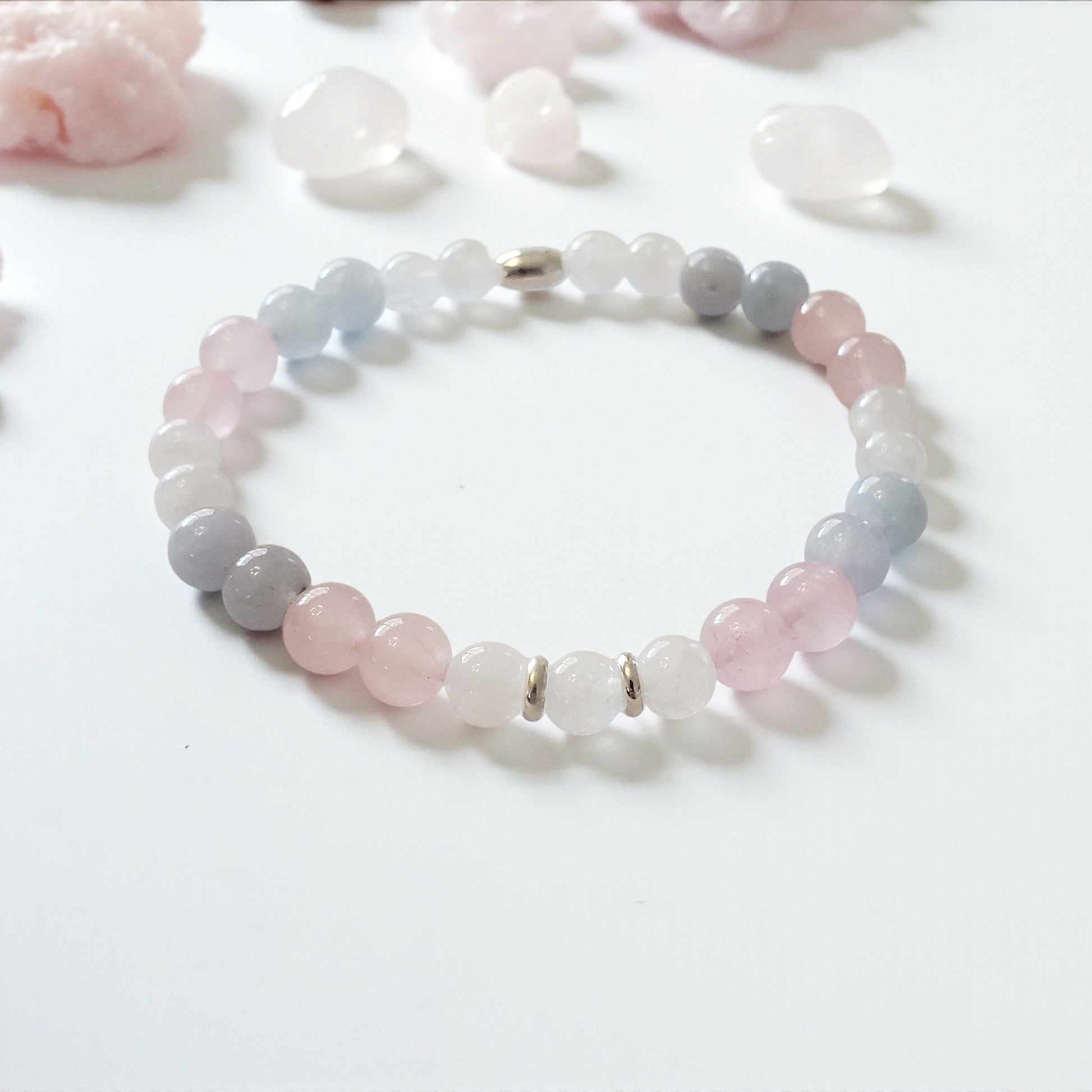 SanaBelle® Anxiety Healing Bracelet – 6mm Natural Gemstones with Silver Accents