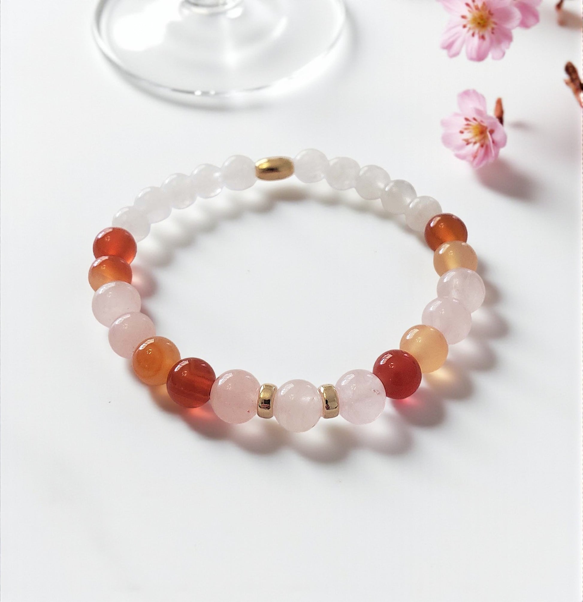 SanaBelle® Fertility Healing Bracelet – 6mm Natural Gemstones with Gold Accents