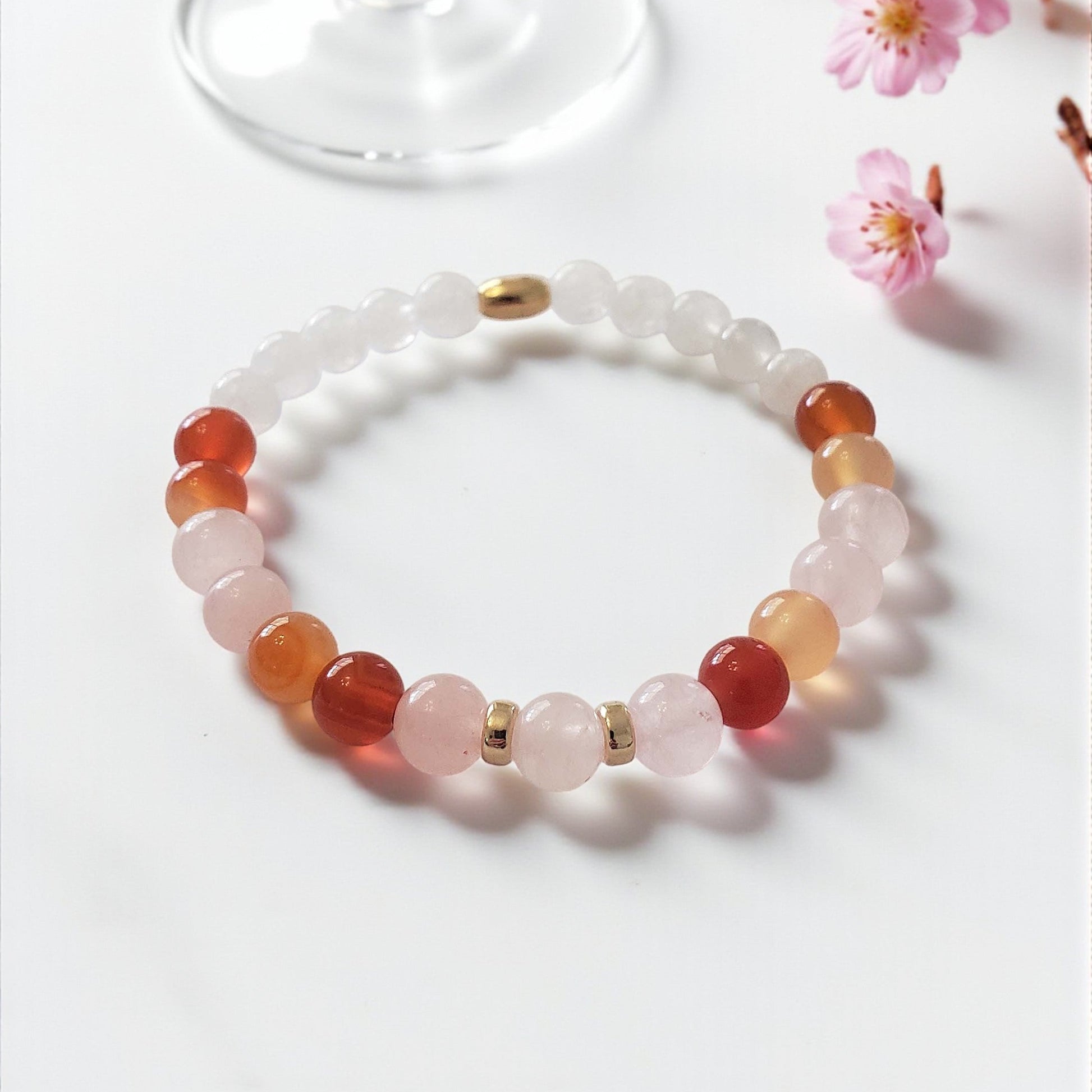 SanaBelle® Fertility Healing Bracelet – 6mm Natural Gemstones with Gold Accents