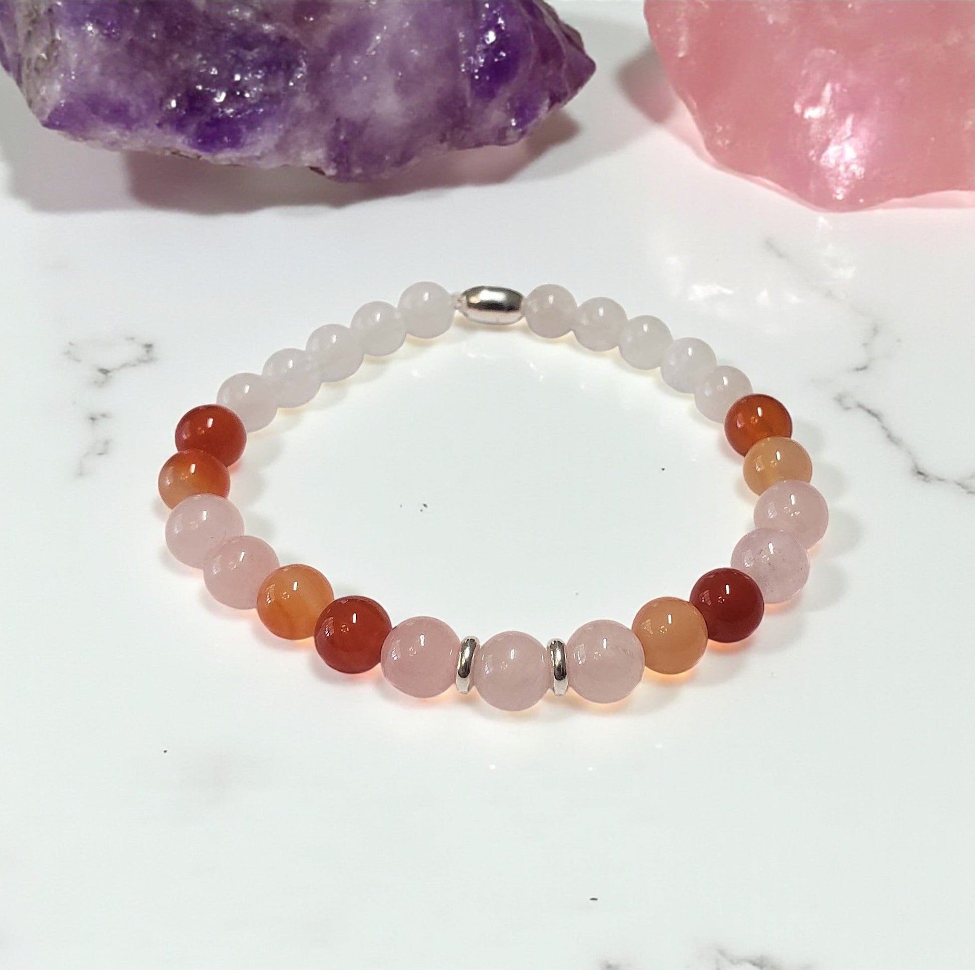 SanaBelle® Fertility Healing Bracelet – 6mm Natural Gemstones with Silver Accents