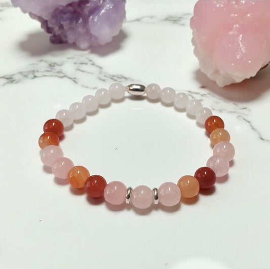SanaBelle® Fertility Healing Bracelet – 6mm Natural Gemstones with Silver Accents