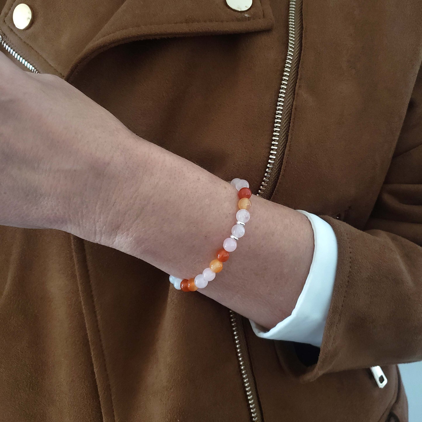 SanaBelle® Fertility Healing Bracelet – 6mm Natural Gemstones with Silver Accents