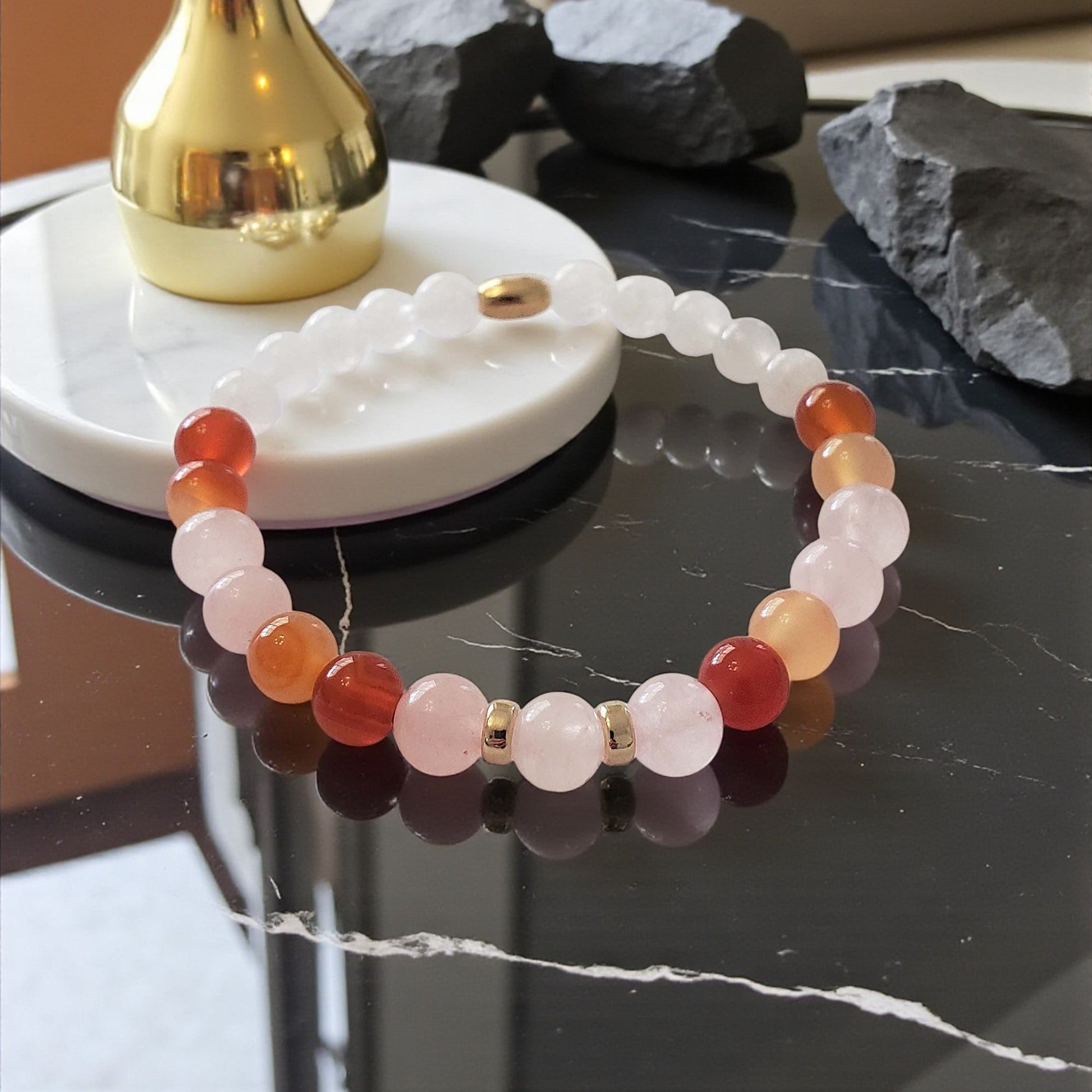 SanaBelle® Fertility Healing Bracelet – 6mm Natural Gemstones with silver Accents