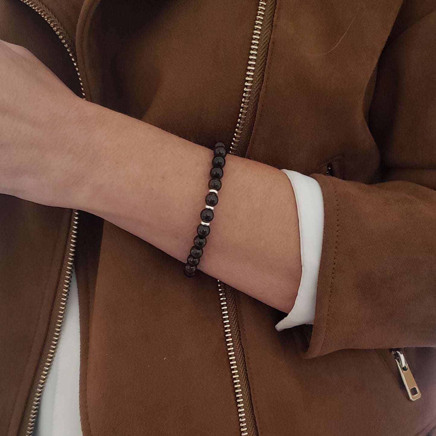 SanaBelle® Garnet Healing Bracelet – 6mm Natural Gemstones with Silver Accents