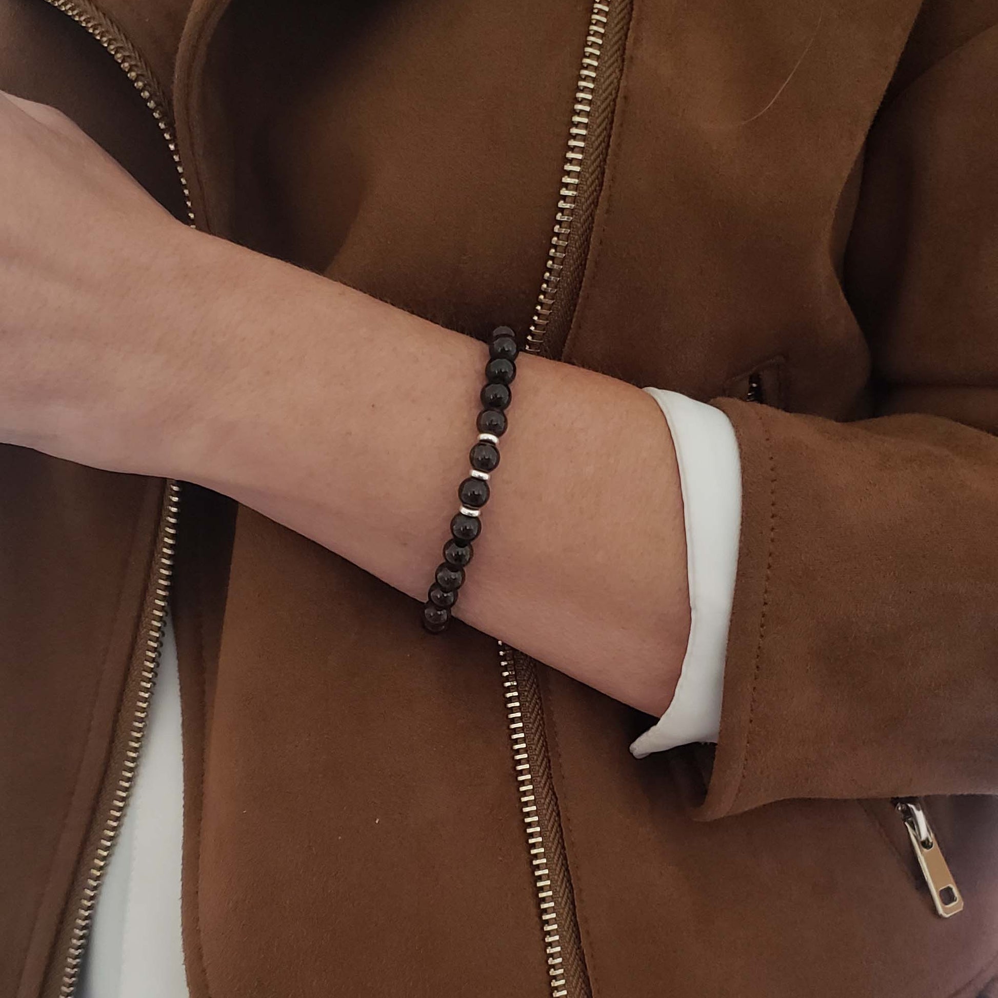 SanaBelle® Garnet Healing Bracelet – 6mm Natural Gemstones with Silver Accents