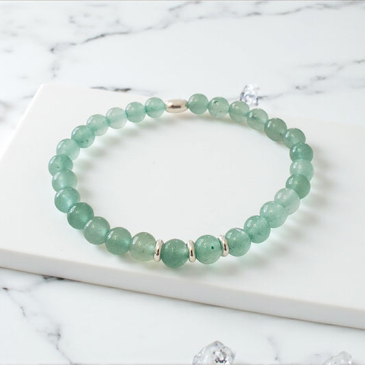 SanaBelle® Green Aventurine Healing Bracelet – 6mm Natural Gemstones with Silver Accents (Copy)