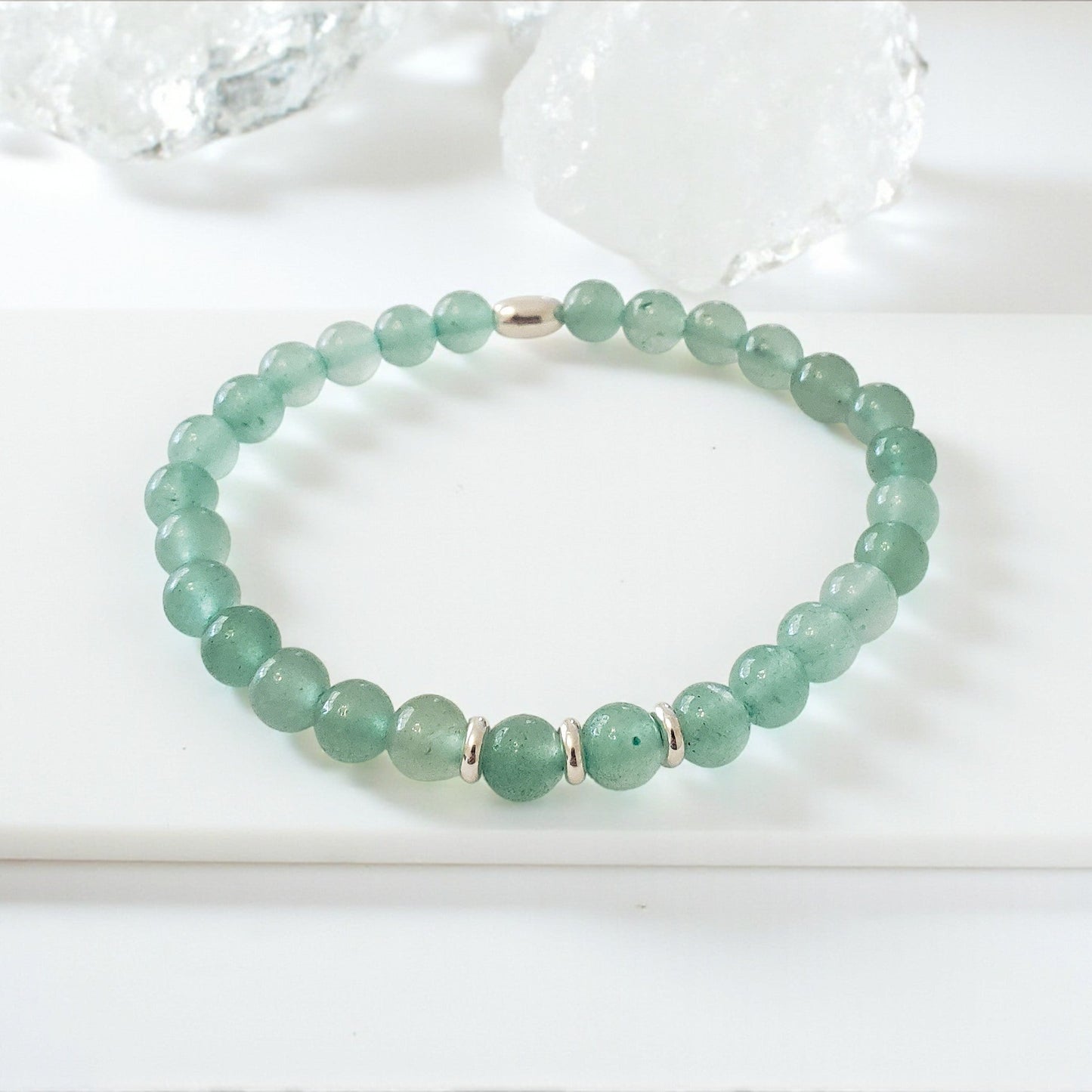 SanaBelle® Green Aventurine Healing Bracelet – 6mm Natural Gemstones with Silver Accents (Copy)