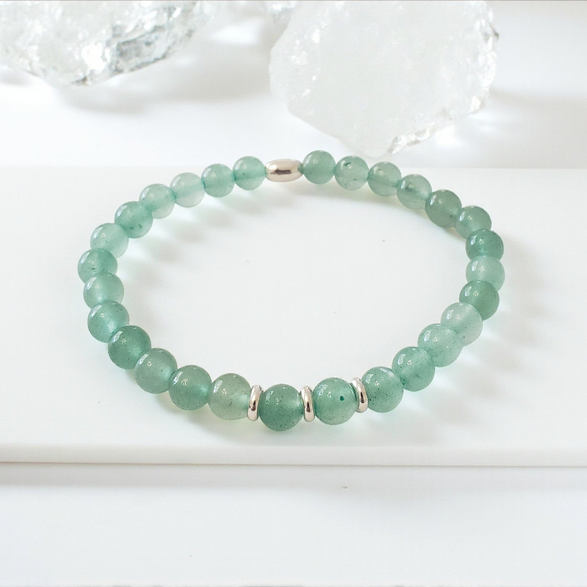SanaBelle® Green Aventurine Healing Bracelet – 6mm Natural Gemstones with Silver Accents (Copy)