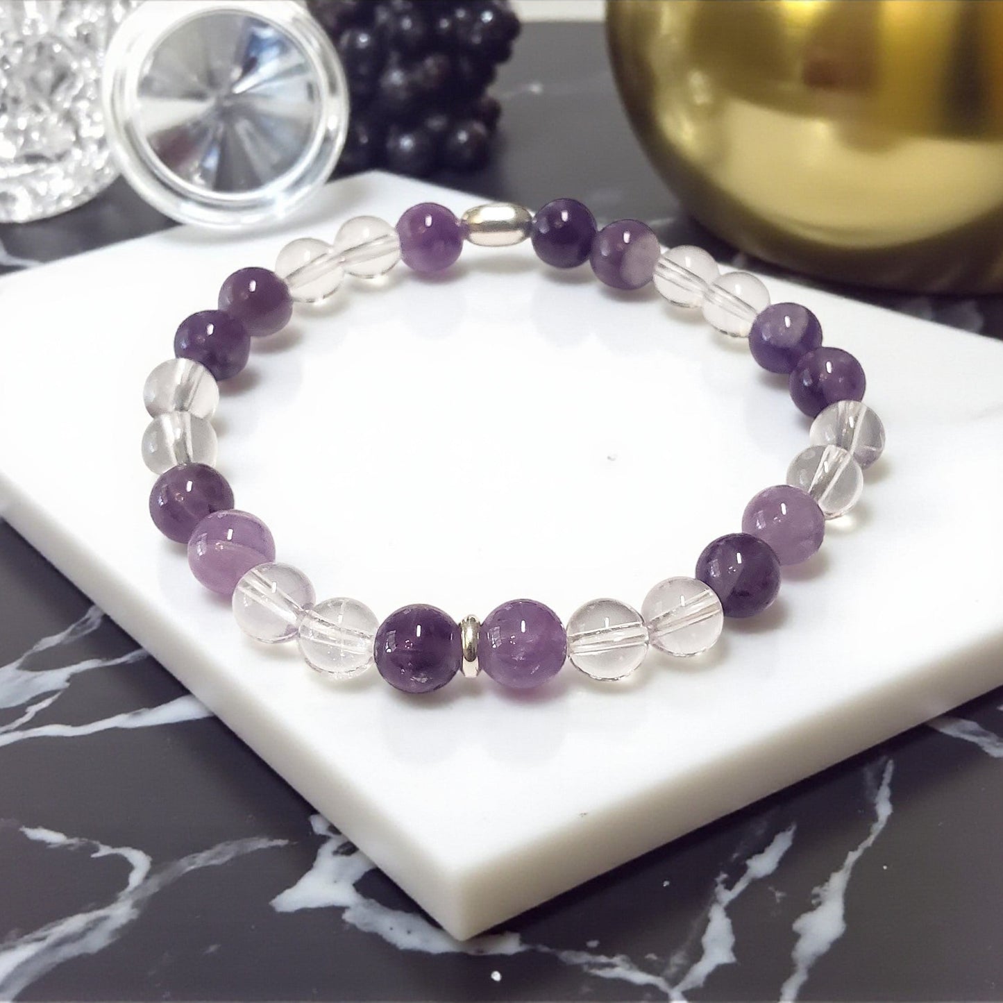 SanaBelle® Intuition Healing Bracelet – 6mm Natural Gemstones with Silver Accents