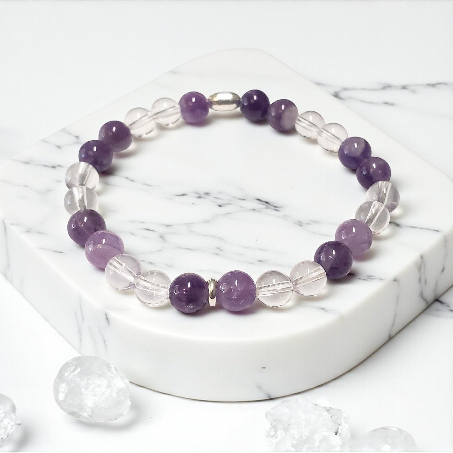 SanaBelle® Intuition Healing Bracelet – 6mm Natural Gemstones with Silver Accents