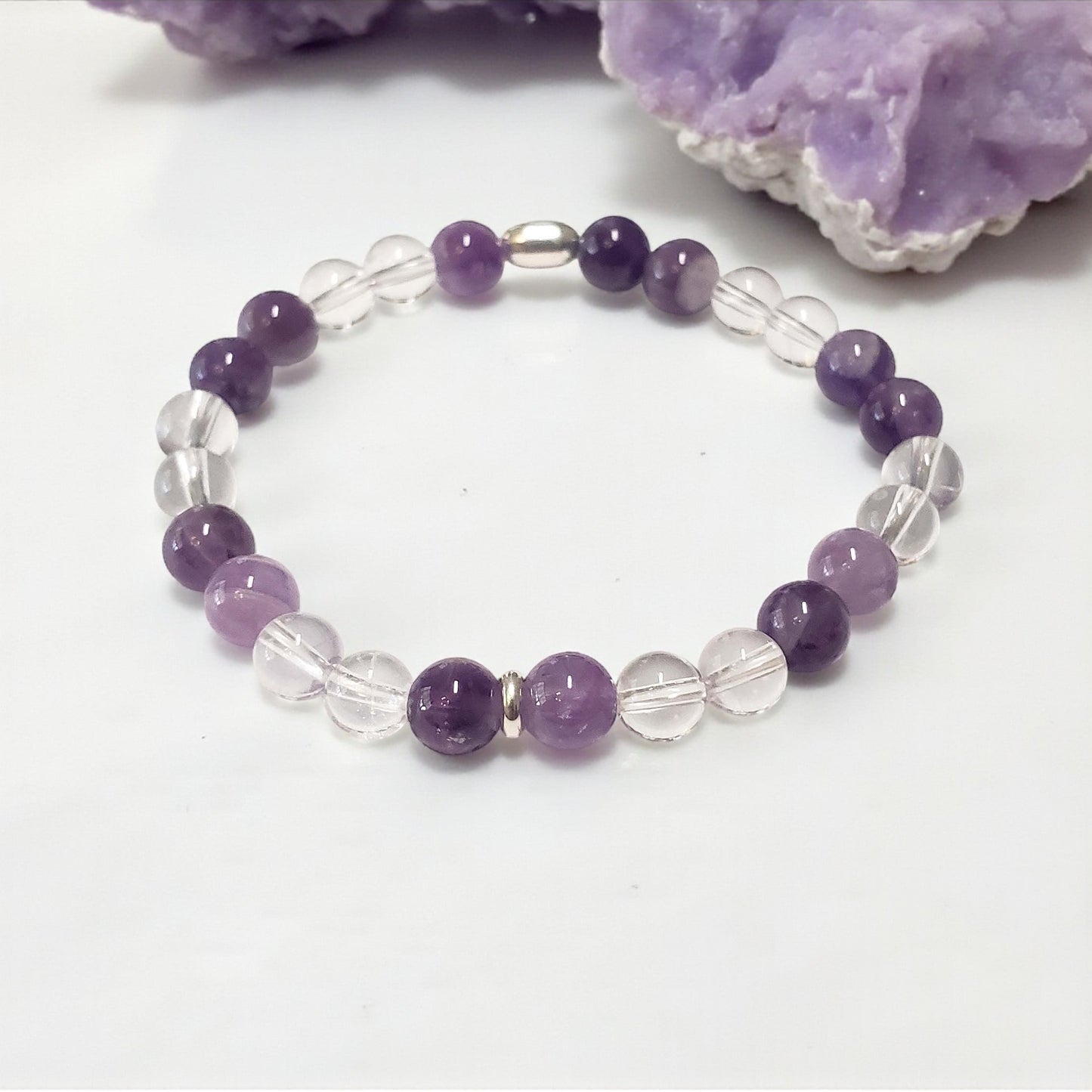 SanaBelle® Intuition Healing Bracelet – 6mm Natural Gemstones with Silver Accents