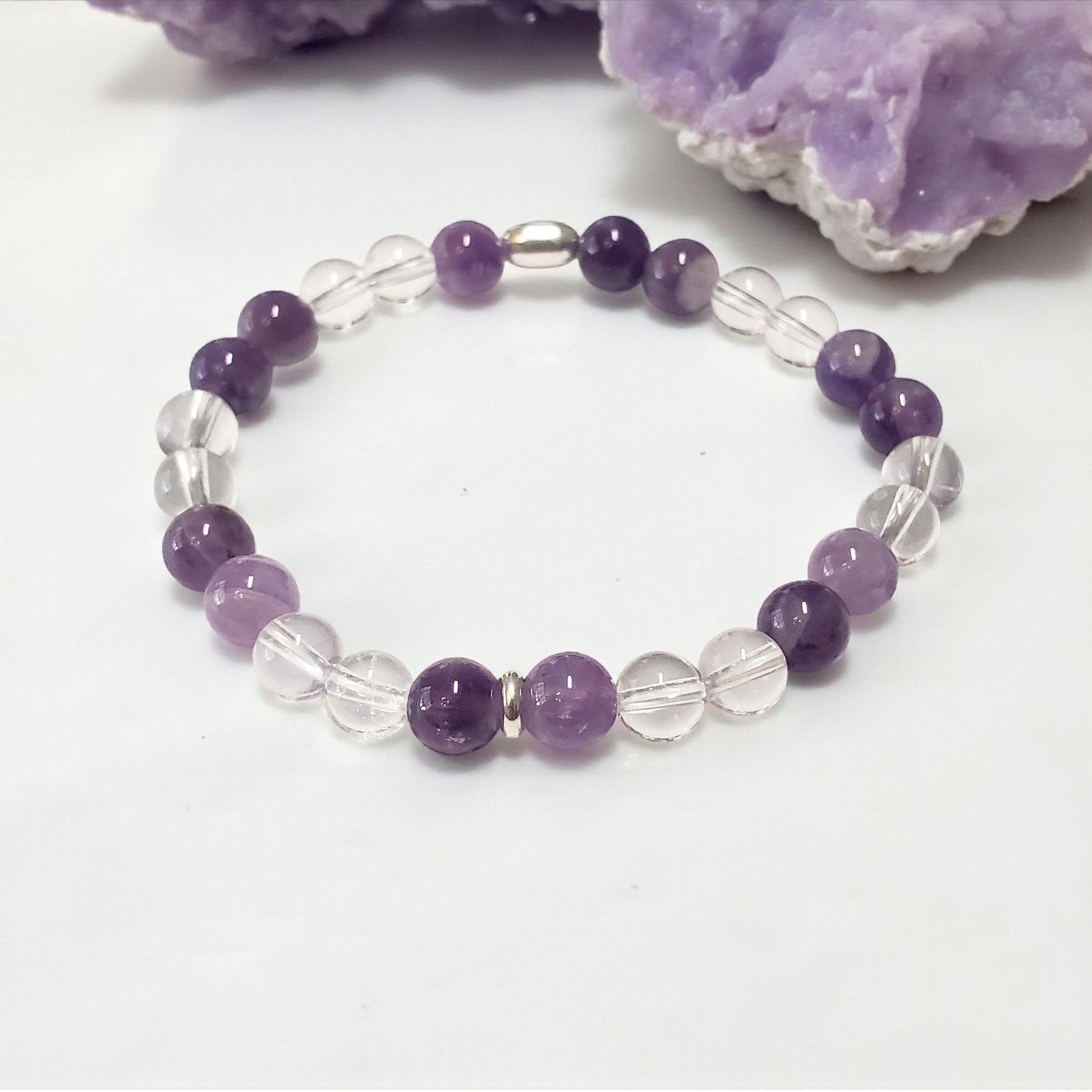 SanaBelle® Intuition Healing Bracelet – 6mm Natural Gemstones with Silver Accents
