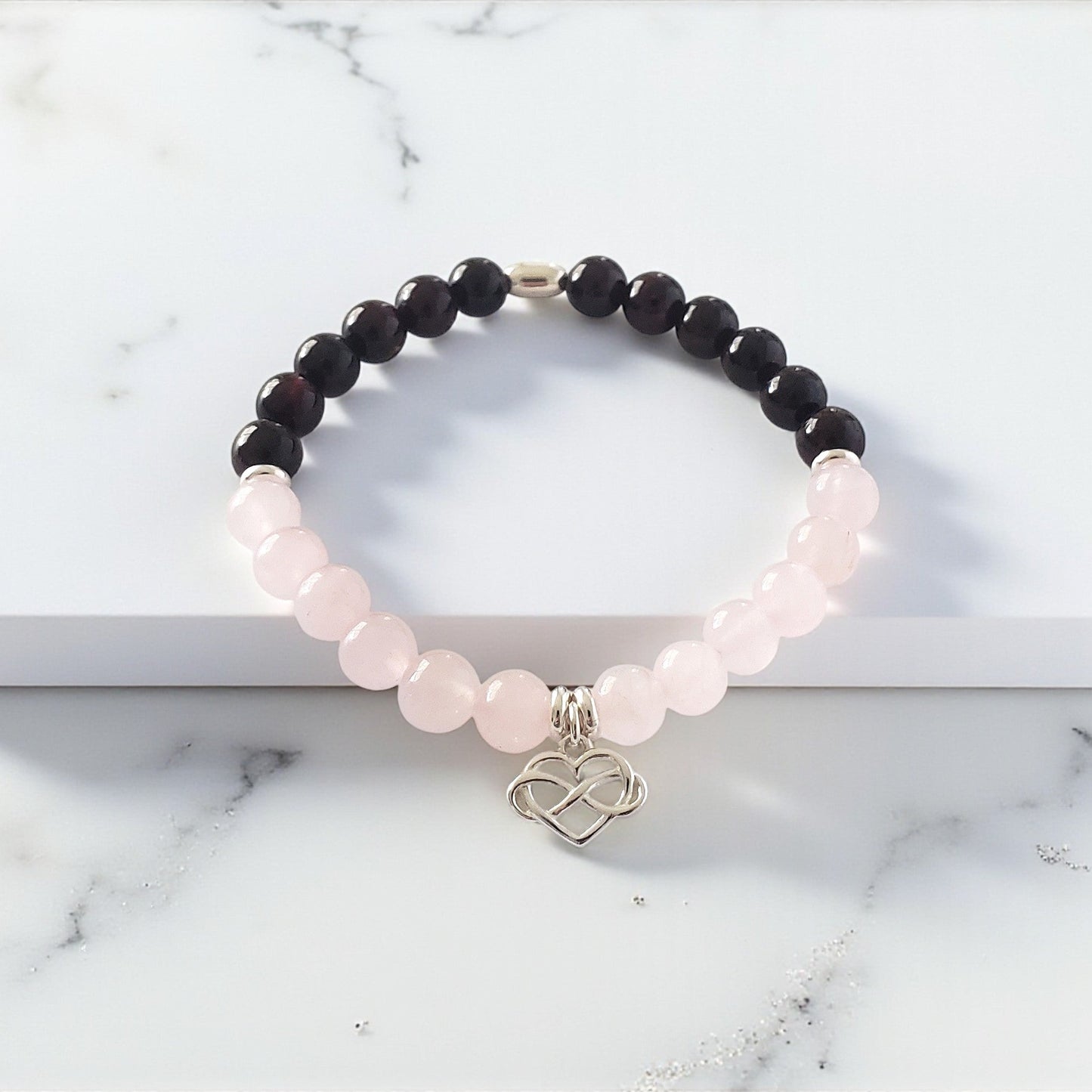 SanaBelle® Love & Passion Healing Bracelet – 6mm Natural Gemstones with Silver Accents