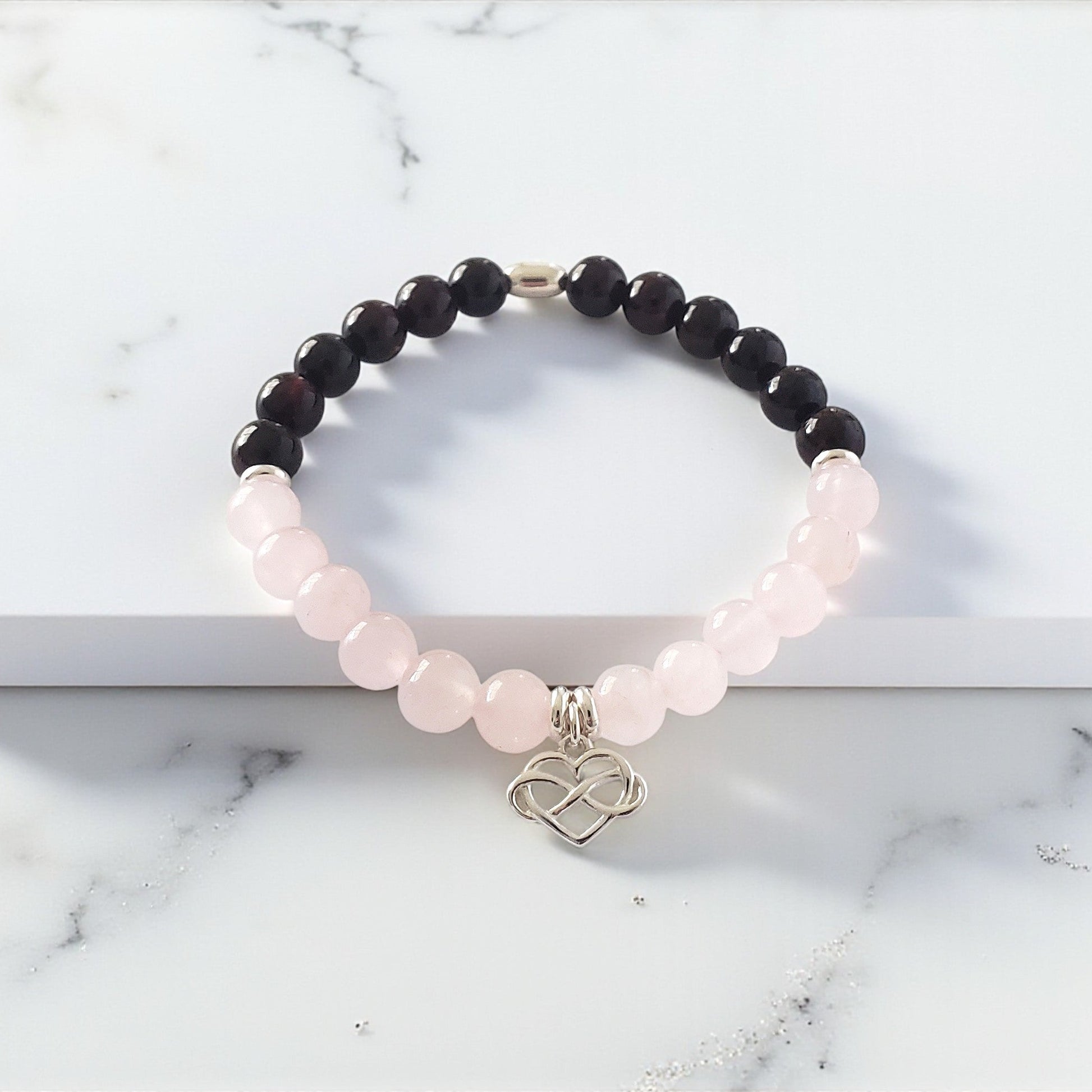 SanaBelle® Love & Passion Healing Bracelet – 6mm Natural Gemstones with Silver Accents