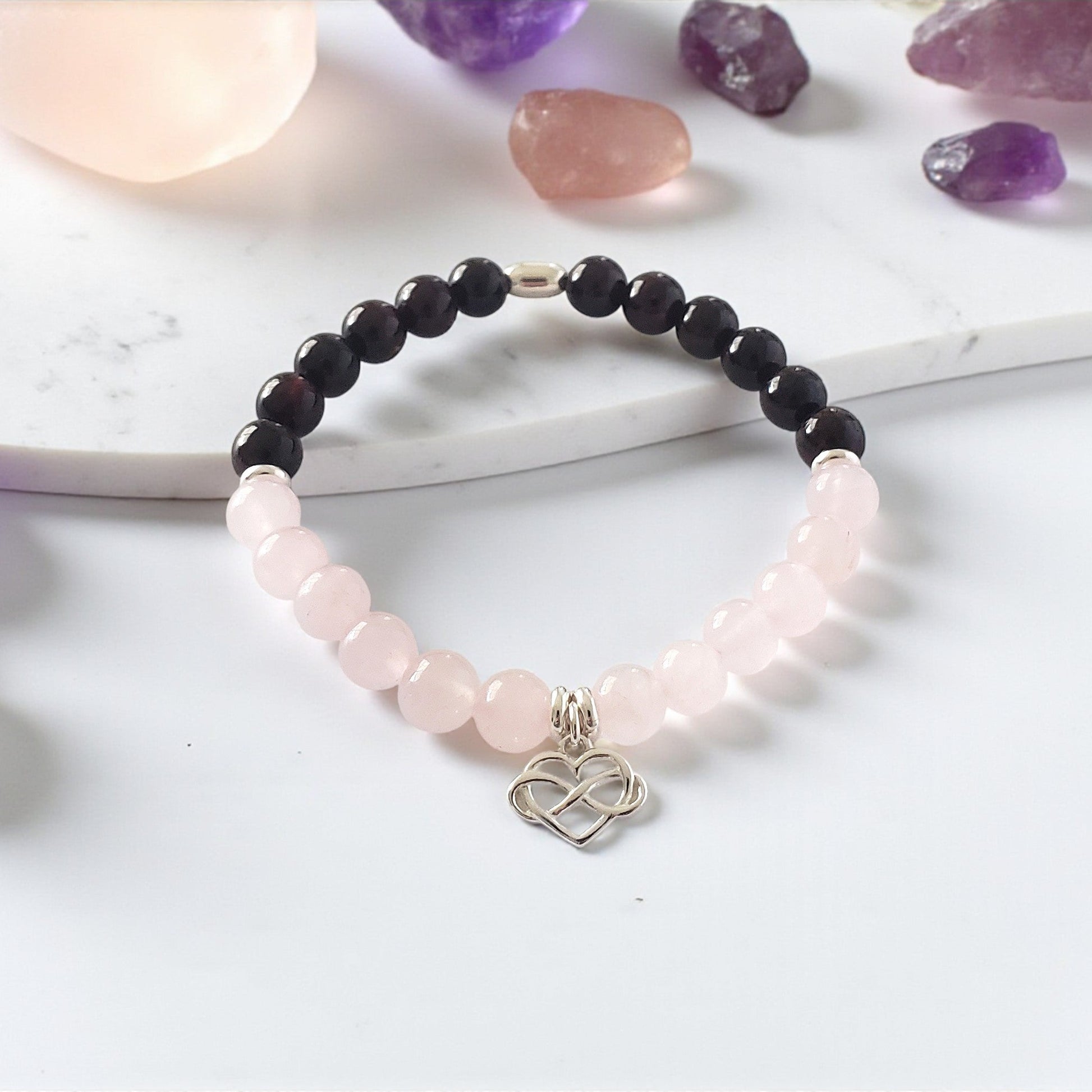 SanaBelle® Love & Passion Healing Bracelet – 6mm Natural Gemstones with Silver Accents