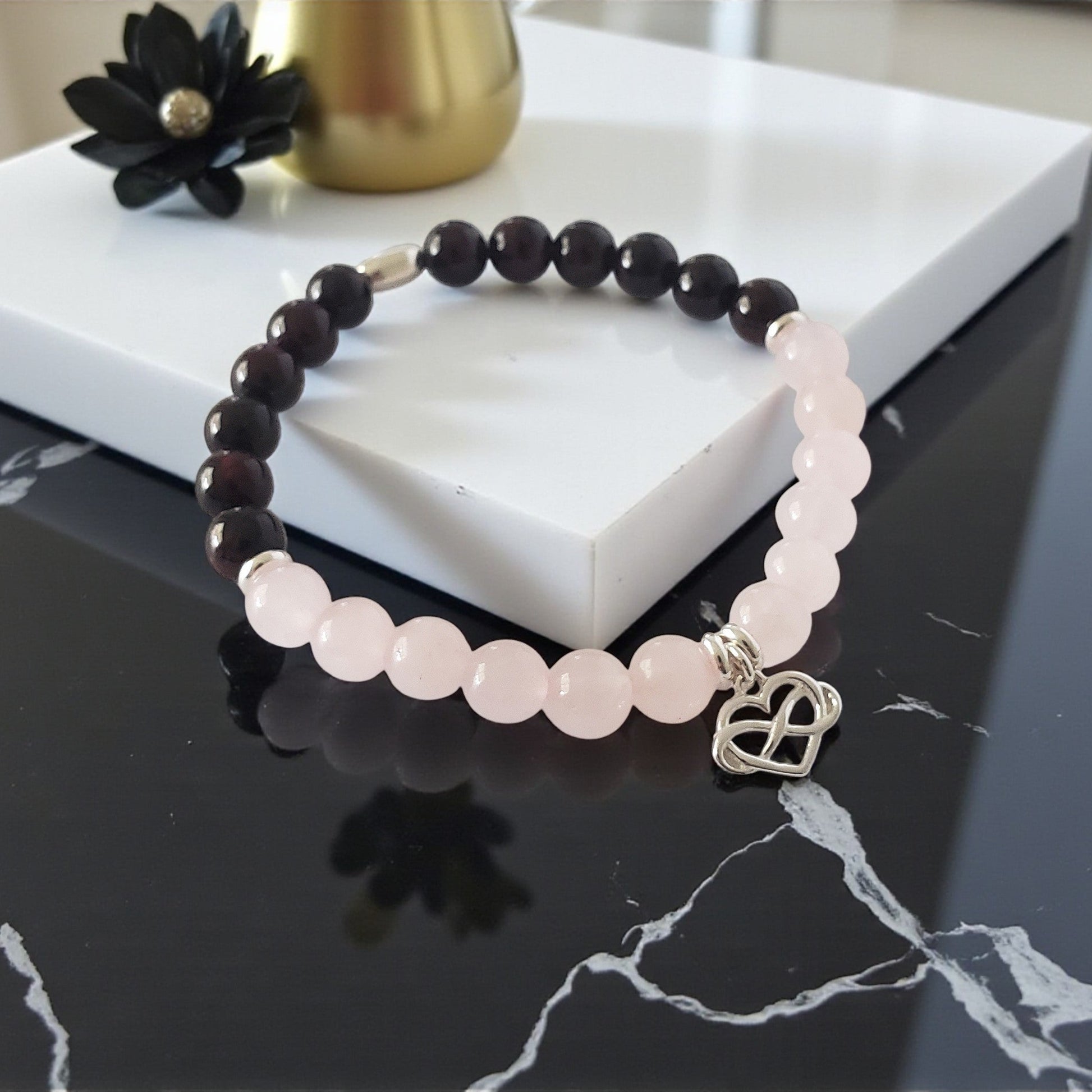 SanaBelle® Love & Passion Healing Bracelet – 6mm Natural Gemstones with Silver Accents