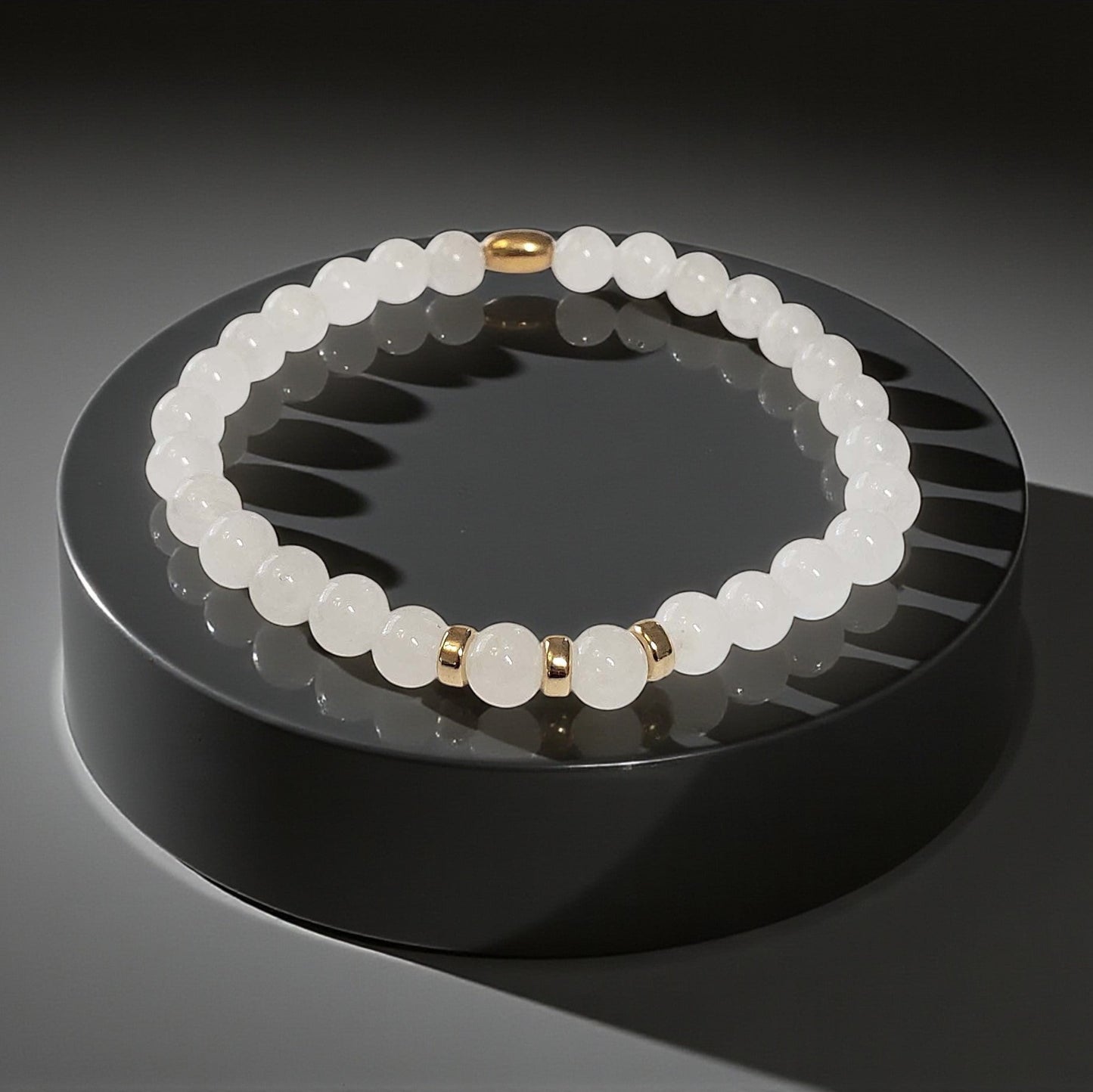 SanaBelle® Moonstone Healing Bracelet – 6mm Natural Gemstones with Gold Accents