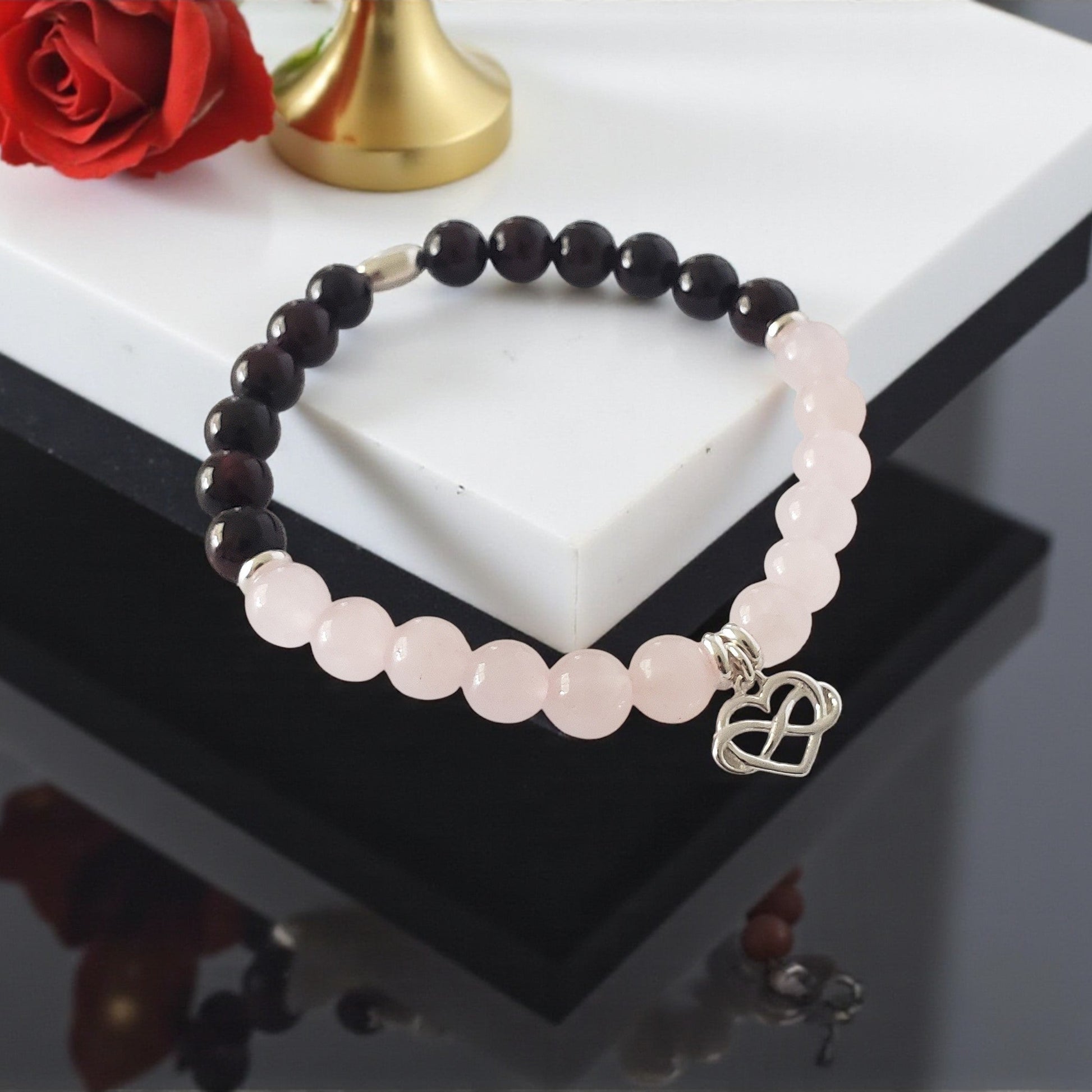 SanaBelle® Love & Passion Healing Bracelet – 6mm Natural Gemstones with Silver Accents